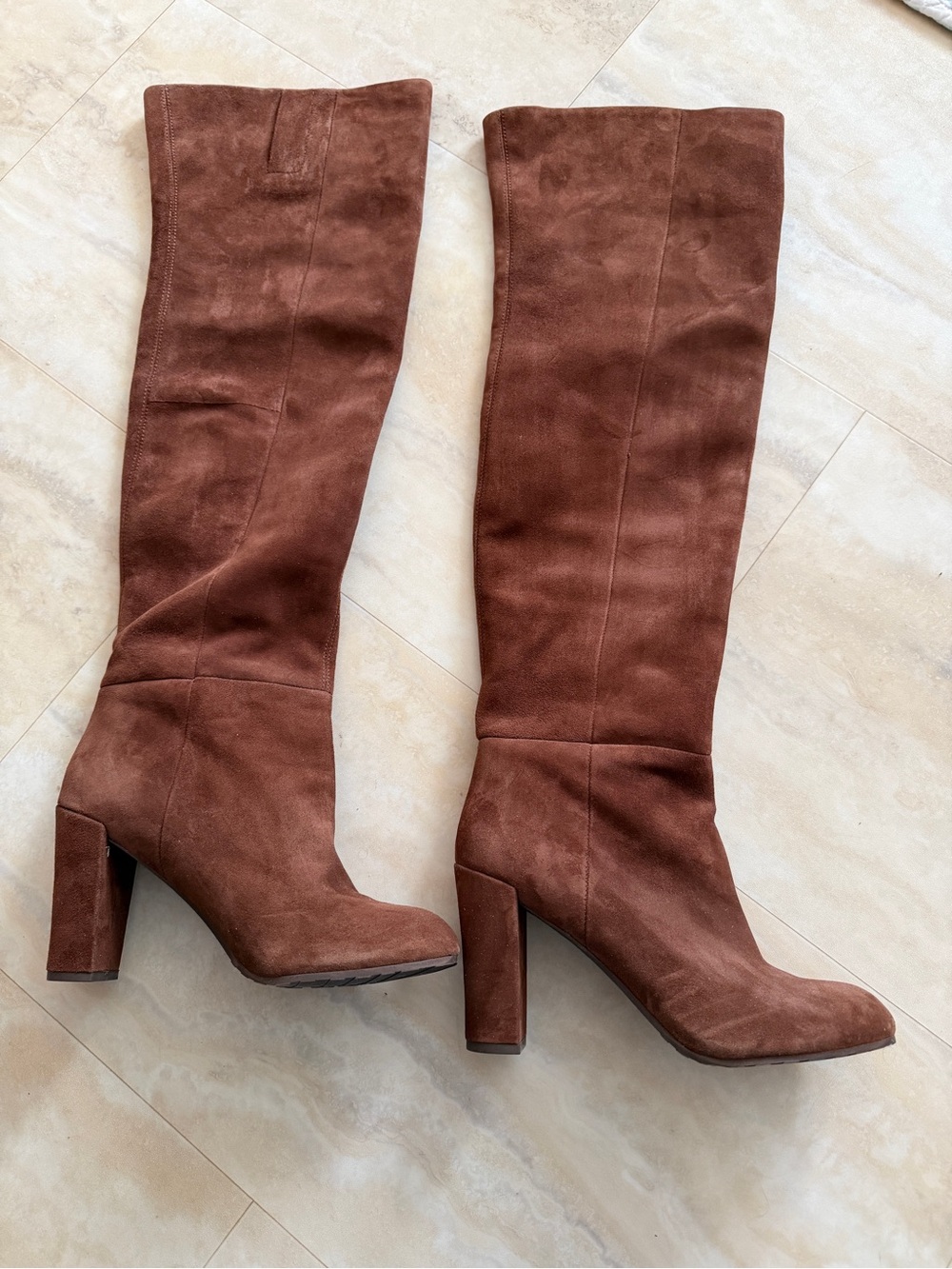 Nine West Tall Brown Suede Over-the-Knee Block Heel Boots